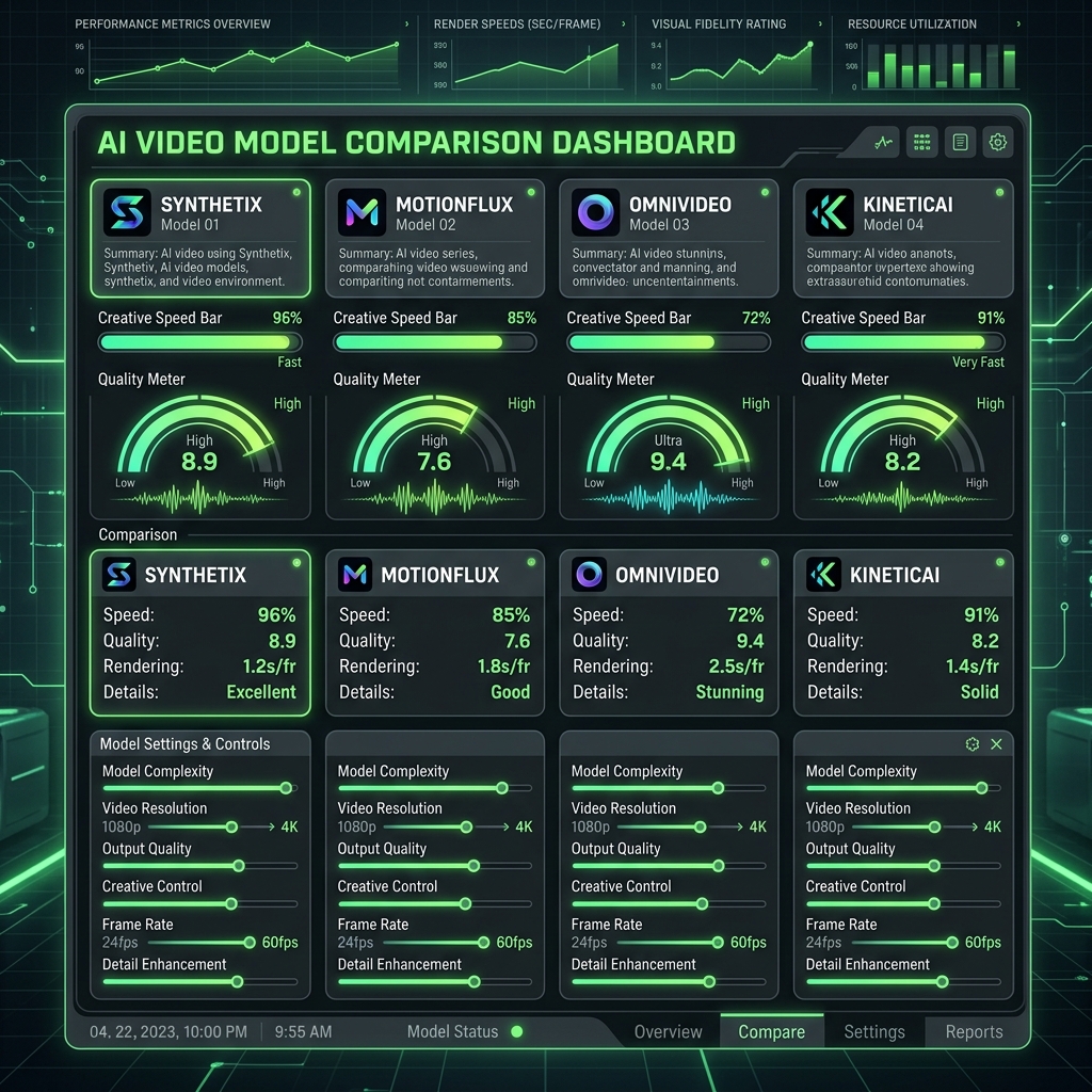 Panel porównania modeli wideo AI
