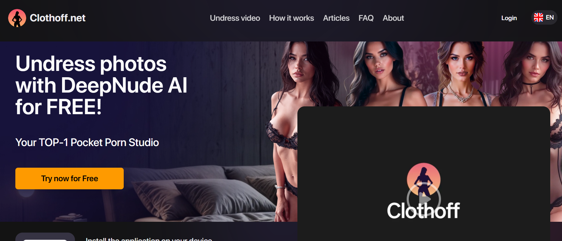 Interface do Clothoff.net apresentada no artigo de referência