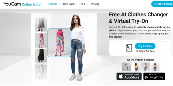 Exemplo de styling atribuído ao YouCam na página de origem